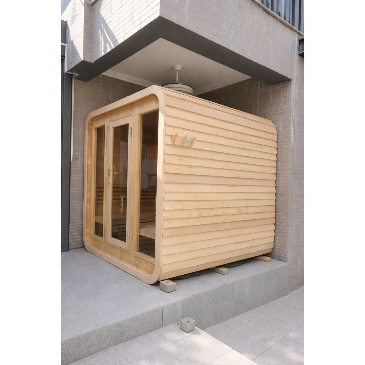KOVE Cube Sauna 3–4 Person Outdoor Sauna – Premium Spruce Wood, 6kW Harvia Heater, Modern Cube Design