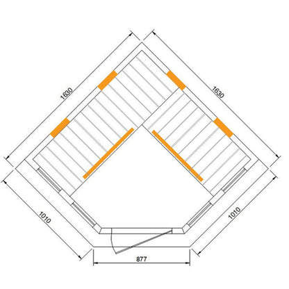CenturaHeat 4-5 Person Diamond Infrared Corner Indoor Sauna