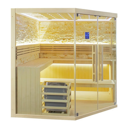 CenturaHeat 6-8 Person Traditional Steam Corner Indoor Sauna