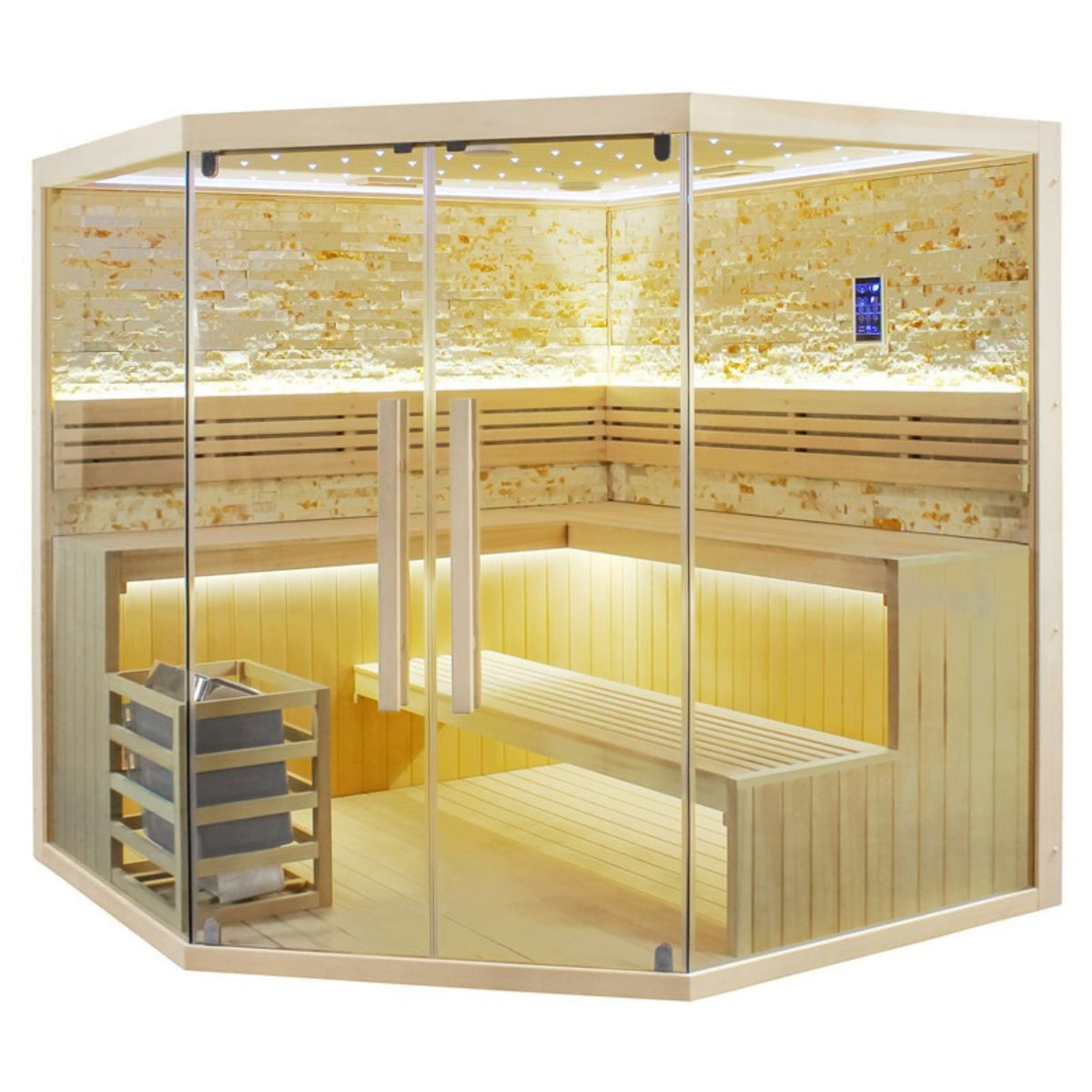 CenturaHeat 6-8 Person Traditional Steam Corner Indoor Sauna