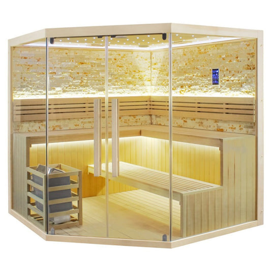 CenturaHeat 6-8 Person Traditional Steam Corner Indoor Sauna
