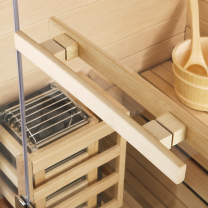 CenturaHeat 2 Person Canadian Hemlock Indoor Sauna with Glass Side Wall and 3kW Harvia Heater
