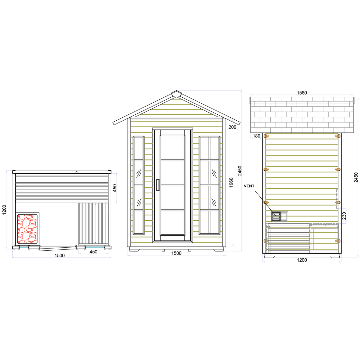 CenturaHeat 3 Person Outdoor Steam Sauna