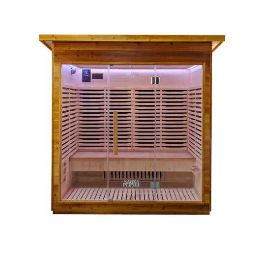 Gwenique Wellness The Yorkshire Cabin by SaunaPlunge - Thermo Treated Outdoor Infrared Sauna - 4 person