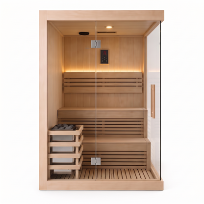 CenturaHeat 2 Person Canadian Hemlock Indoor Sauna with 2.3kW Harvia Heater