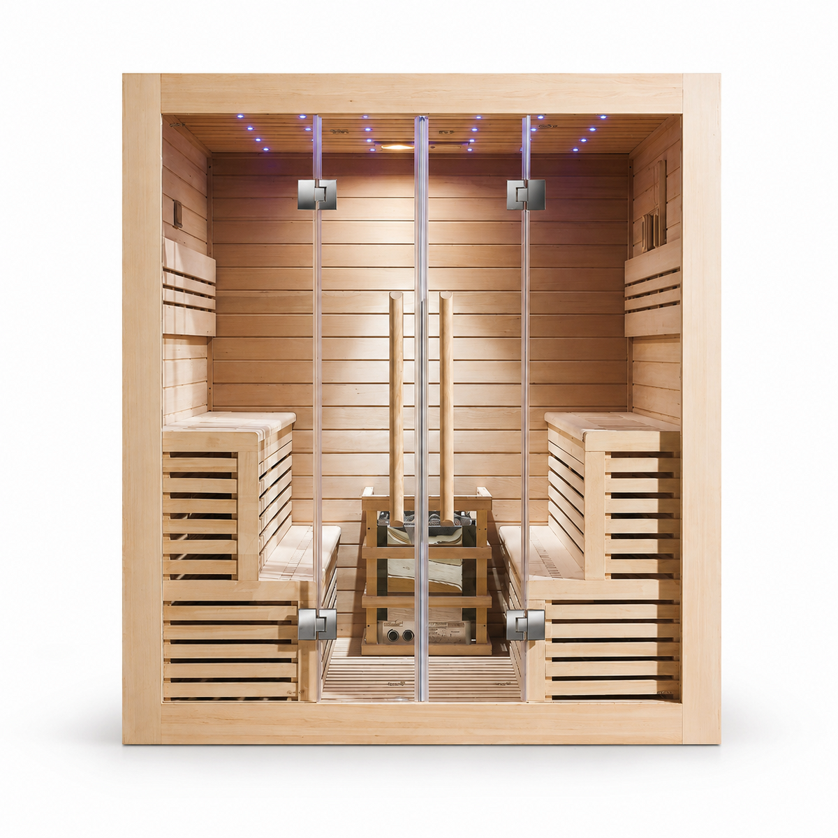 CenturaHeat 4 Person Canadian Hemlock Indoor Sauna with 6kW Harvia Heater