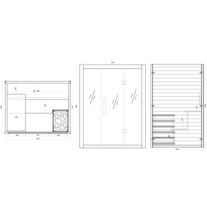 CenturaHeat Luxury Steam Traditional Indoor Sauna with Glass Door