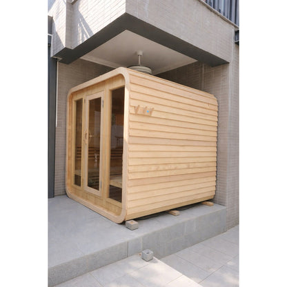 KOVE Cube Sauna 3–4 Person Outdoor Sauna – Premium Spruce Wood, 6kW Harvia Heater, Modern Cube Design