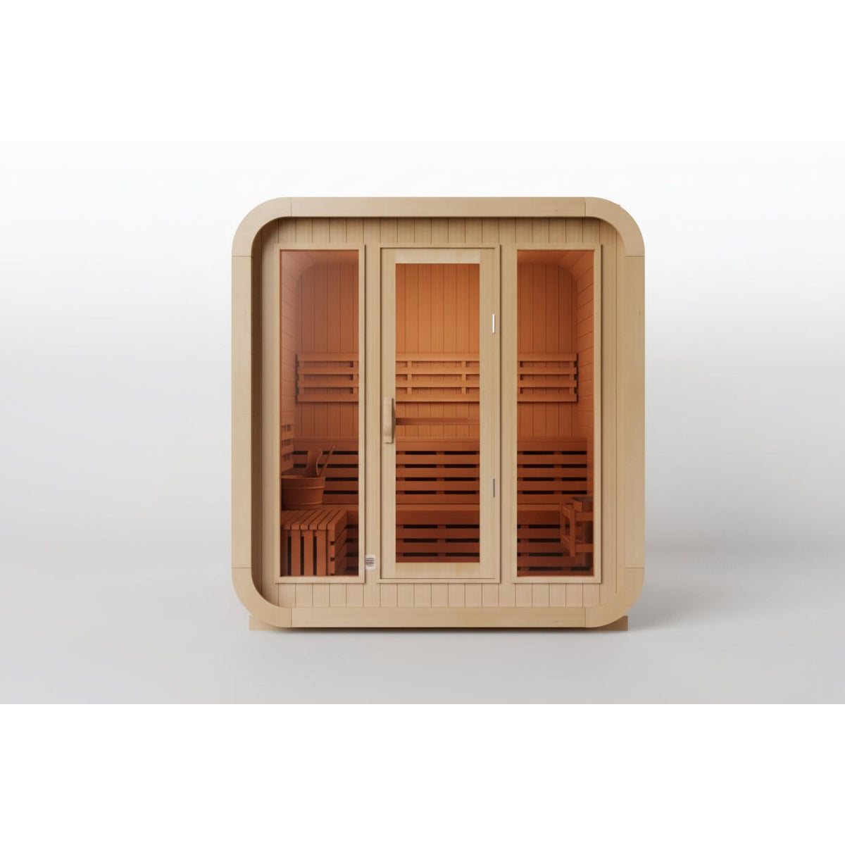 KOVE Cube Sauna 3–4 Person Outdoor Sauna – Premium Spruce Wood, 6kW Harvia Heater, Modern Cube Design