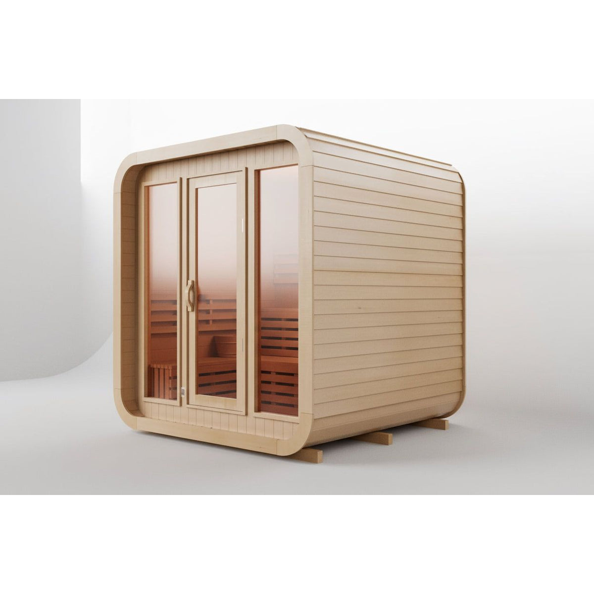 KOVE Cube Sauna 3–4 Person Outdoor Sauna – Premium Spruce Wood, 6kW Harvia Heater, Modern Cube Design