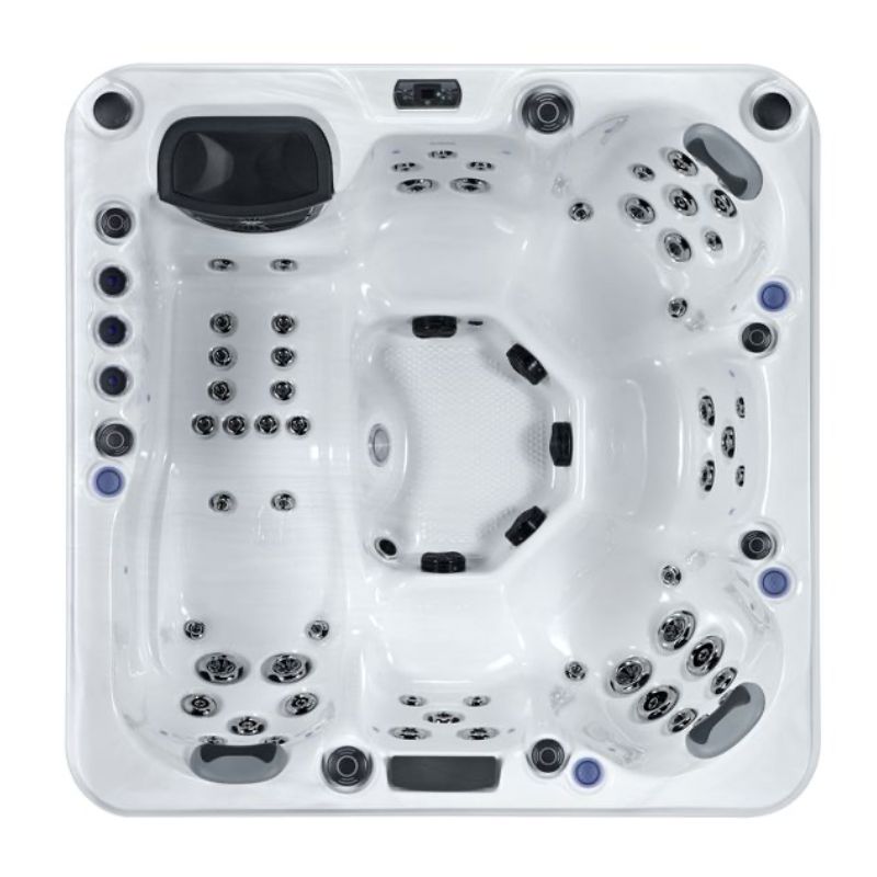 The Nolton Hot Tub by Gwenique Wellness – 6 Person Hot Tub with Lounger &amp; 59 Jets. Manufactured by Superior Wellness.