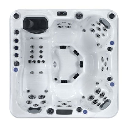 The Nolton Hot Tub by Gwenique Wellness – 6 Person Hot Tub with Lounger &amp; 59 Jets. Manufactured by Superior Wellness.