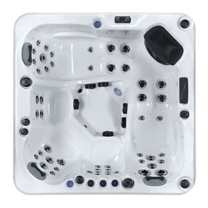 The Borth Hot Tub by Gwenique Wellness– 5 Person Hot Tub with Dual Loungers with 57 Jets. Manufactured by Superior Wellness