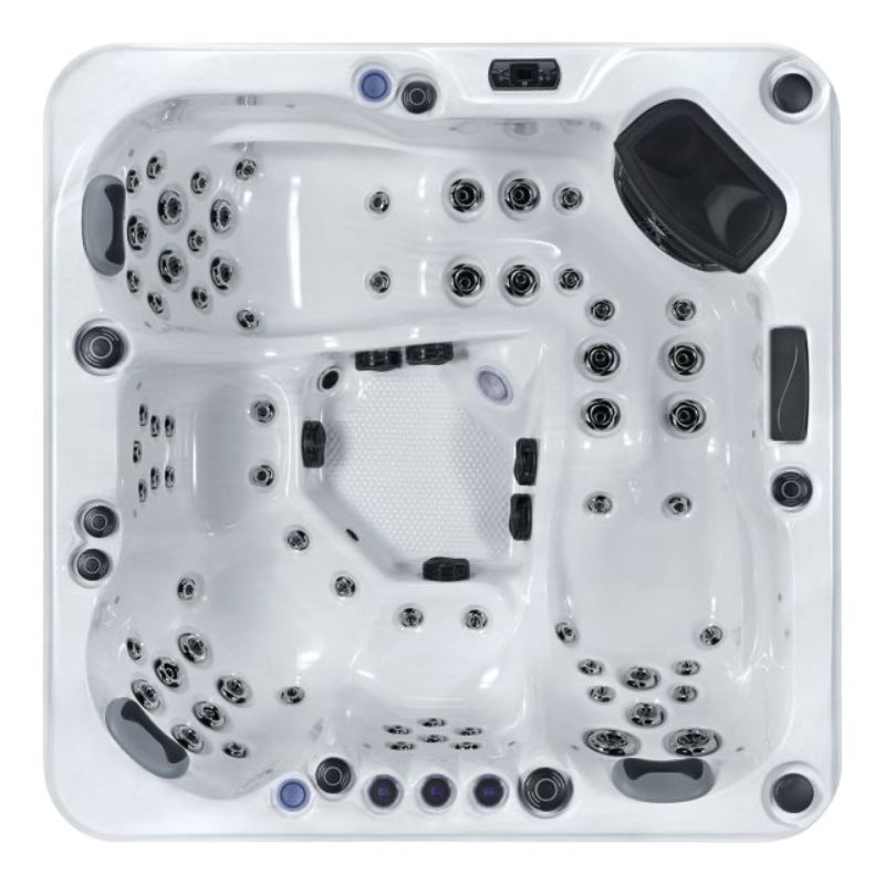 The Solva Hot Tub by Gwenique Wellness – 5 Person Hot Tub with Dual Loungers & 75 Jets. Manufactured by Superior Wellness.