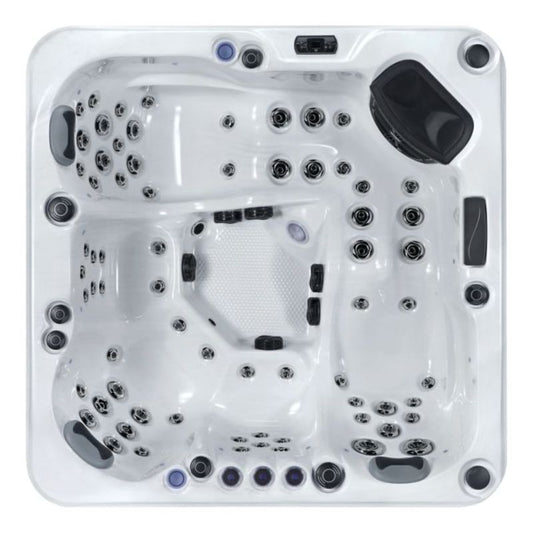 The Solva Hot Tub by Gwenique Wellness – 5 Person Hot Tub with Dual Loungers & 75 Jets. Manufactured by Superior Wellness.