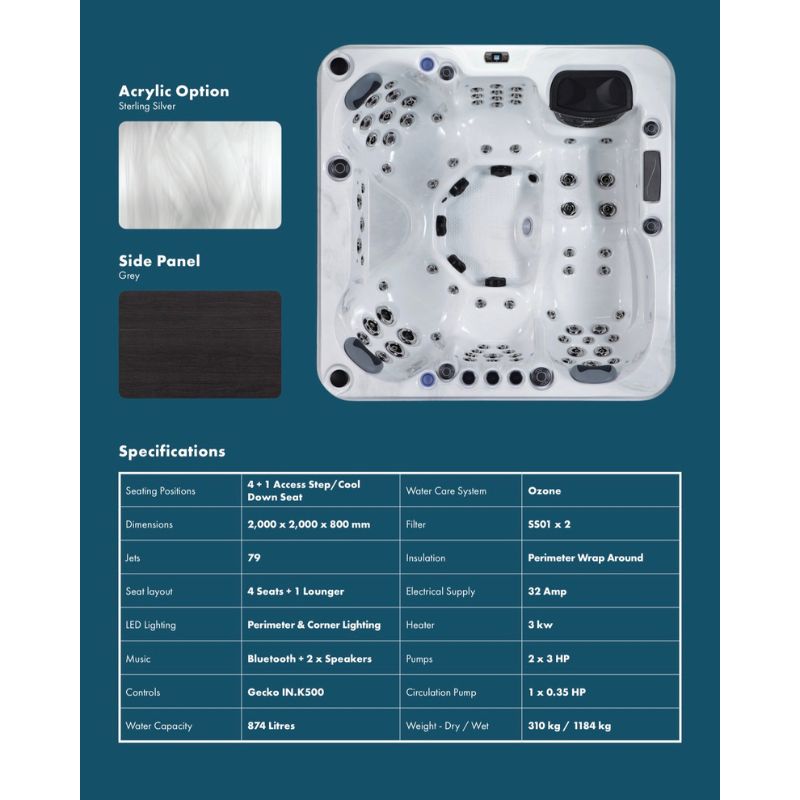 The Tenby Hot Tub – Flagship 5 Person Hot Tub with 79 Jets